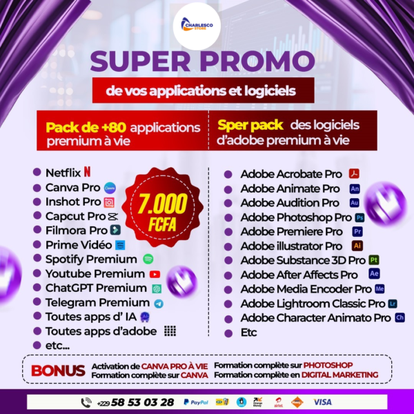 PACK APPLICATIONS PRO & LOGICIELS D'ADOBE